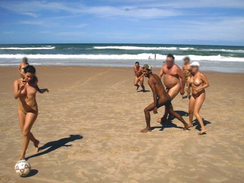 Naked Beach Soccer Game Photo