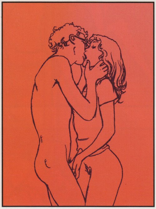 Pencil Drawings of Nude Women Kissing Men